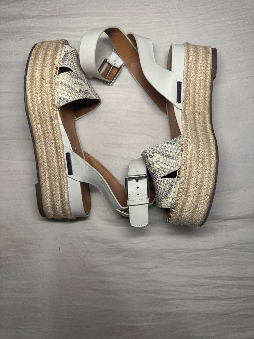 SARTO By Franco Sarto Cream Snake-Print Espadrille Sandals